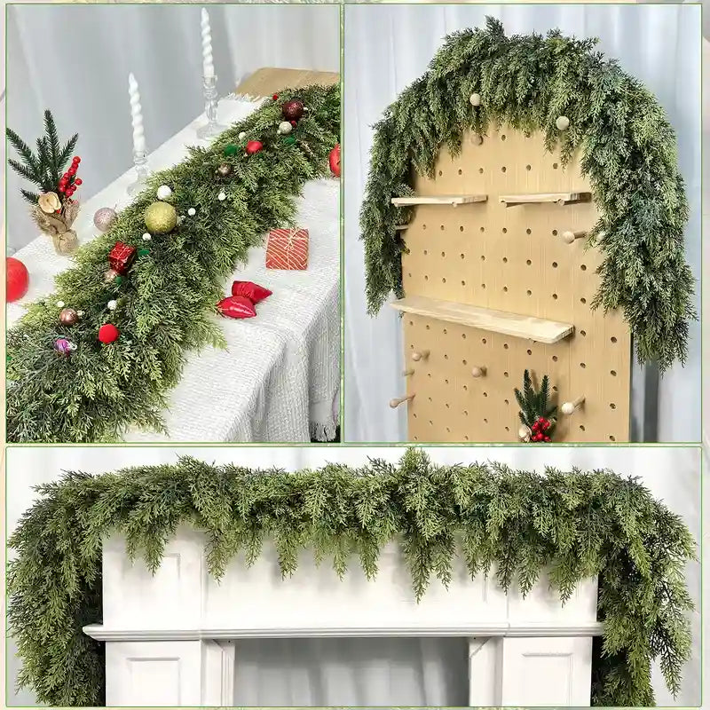 Real-Touch Artificial Cedar Garland for Christmas Decor