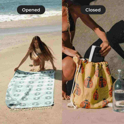 2-in-1 Fast-Dry Beach Towel Drawstring Backpack