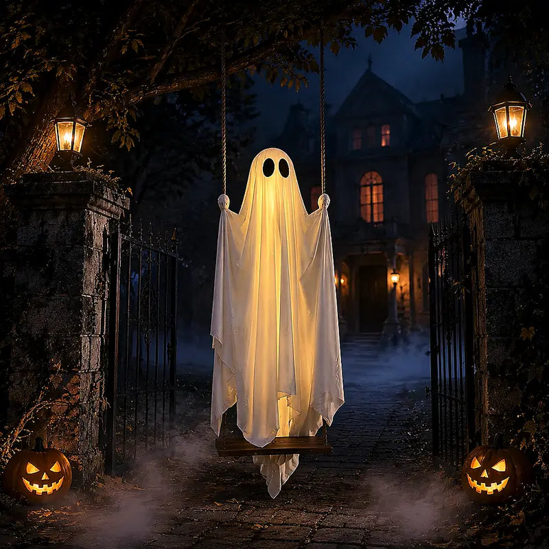 5FT Light-Up Hanging Ghost Swing with Remote Control