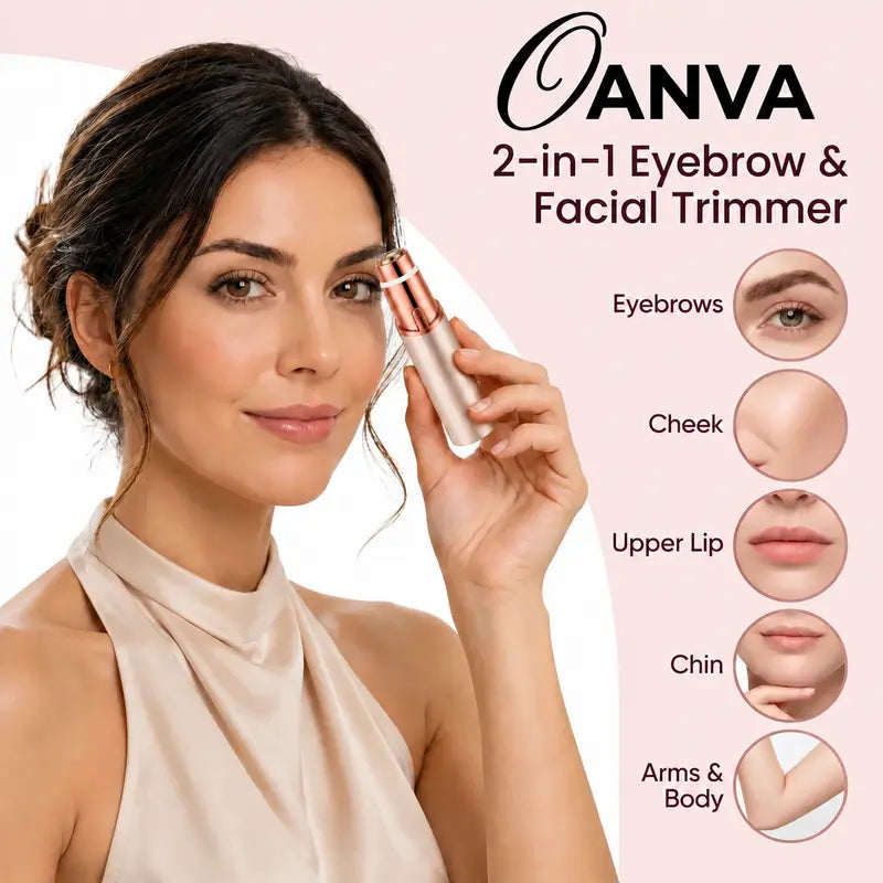 2-in-1 Precision Electric Eyebrow Trimmer & Facial Hair Remover for Smooth, Painless Hair Removal