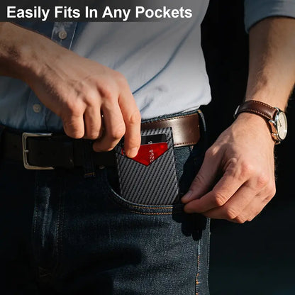 Men's Minimalist Carbon Fiber Pop-Up Wallet with RFID Blocking