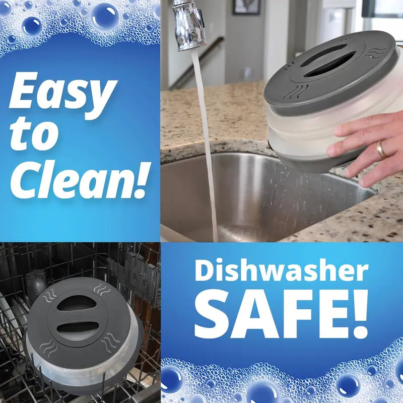 Magnetic Collapsible Microwave Splatter Cover with Built-In Steam Vents