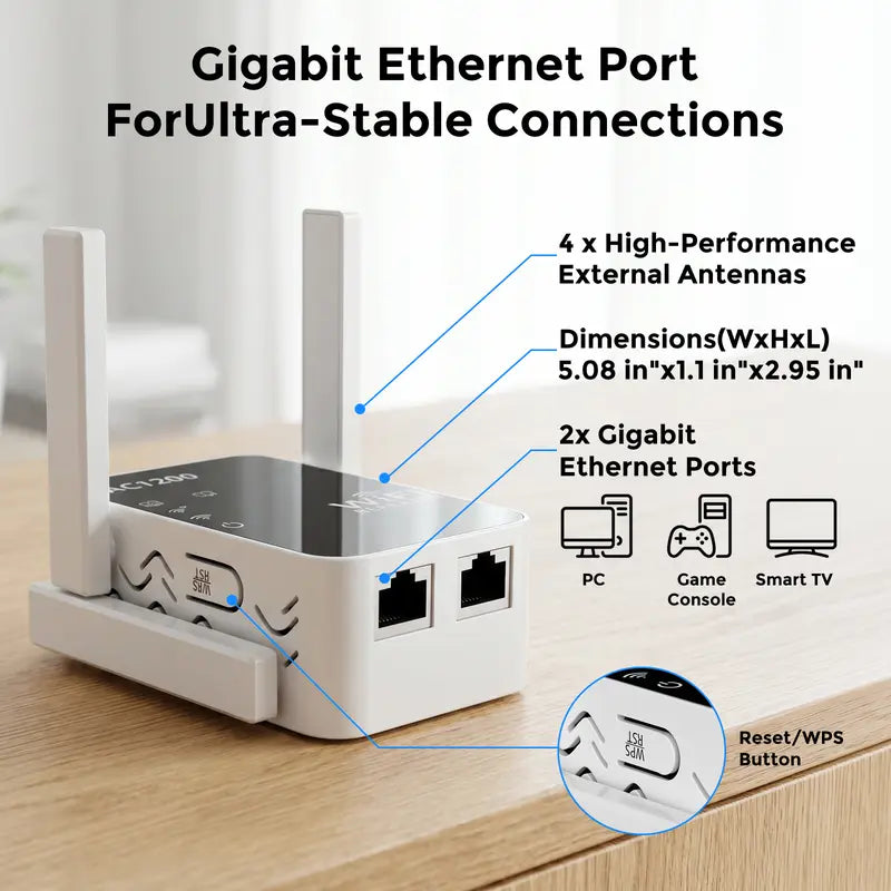 Eliminate Dead Zones Instantly with AC1200 Dual-Band WiFi Extender