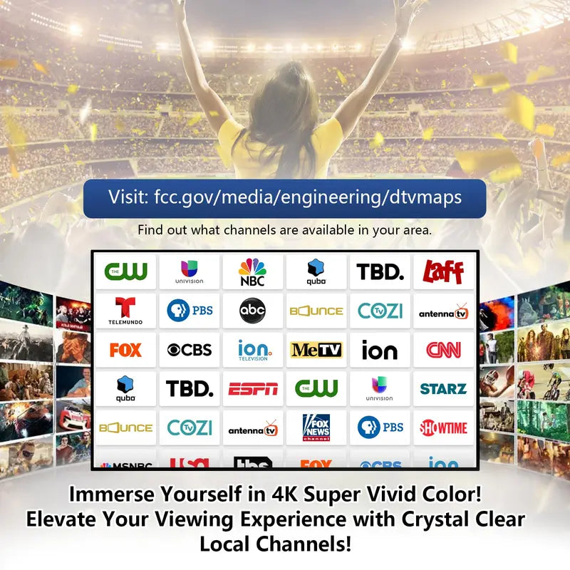 4K Ultra-HD Long Range Indoor Digital TV Antenna
