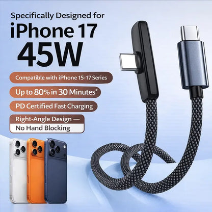 100W Right Angle USB-C Fast Charger Cable