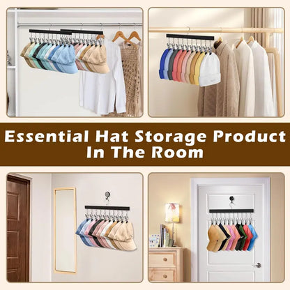 Maximize Closet Space with Premium Wooden Multi-Clip Cap & Clothing Organizer