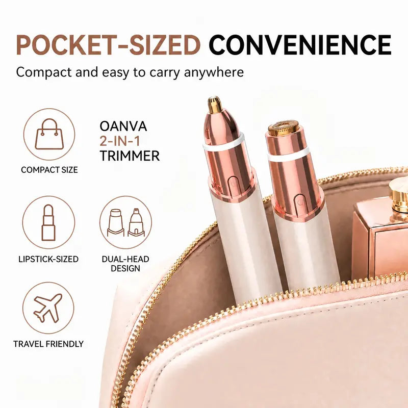 2-in-1 Precision Electric Eyebrow Trimmer & Facial Hair Remover for Smooth, Painless Hair Removal