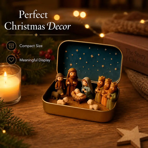 Mini Christmas Nativity Set in Pocket Keepsake Tin