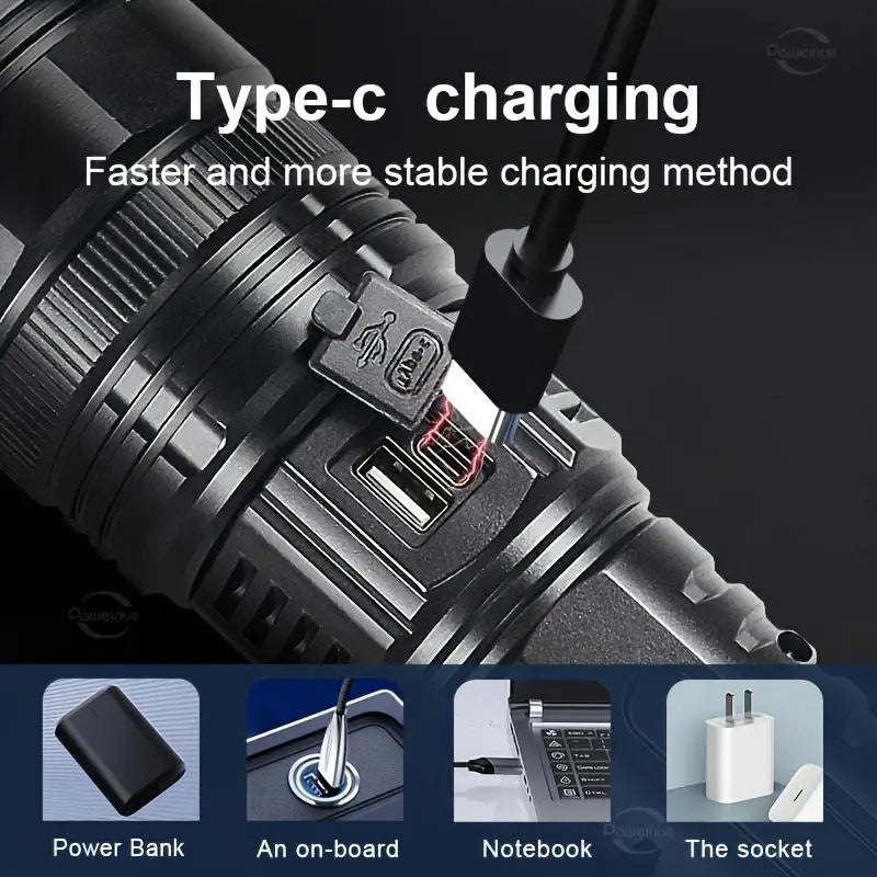 Ultra-Bright 1500M Rechargeable Flashlight with Emergency Power Bank