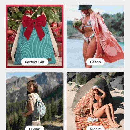 2-in-1 Fast-Dry Beach Towel Drawstring Backpack