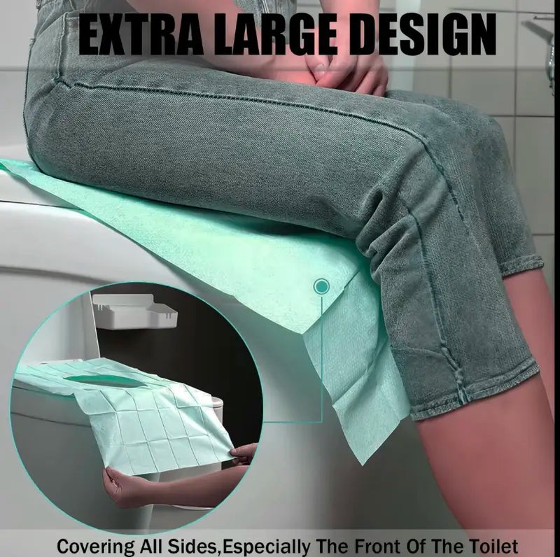 Extra-Thick Waterproof Disposable Toilet Seat Covers - Full Coverage Hygienic Shield for Travel & Public Restrooms