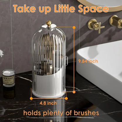360° Rotating Dustproof Makeup Brush & Vanity Organizer