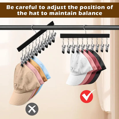 Maximize Closet Space with Premium Wooden Multi-Clip Cap & Clothing Organizer