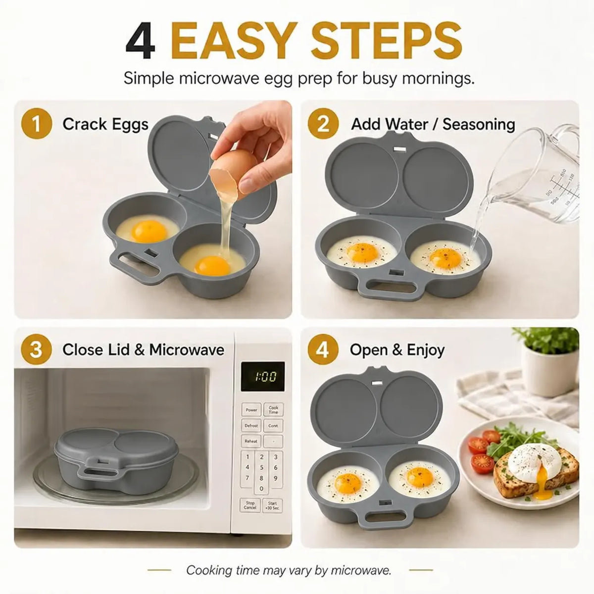 Rapid Microwave Egg Poacher – Perfectly Poached Eggs in 60 Seconds