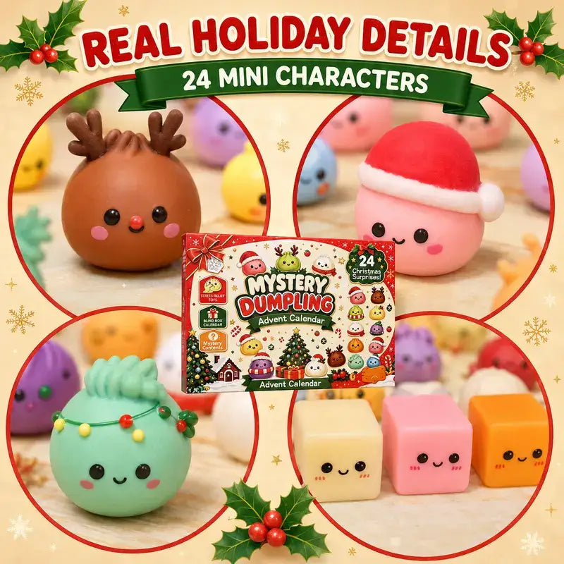 24-Day Holiday Mystery Dumpling Advent Calendar With Soft Stress-Relief Squishies