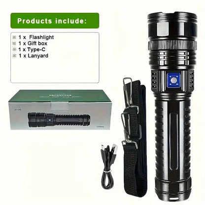 Ultra-Bright 1500M Rechargeable Flashlight with Emergency Power Bank