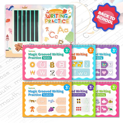 Magic Grooved Writing Practice Books - Master Perfect Handwriting Safely