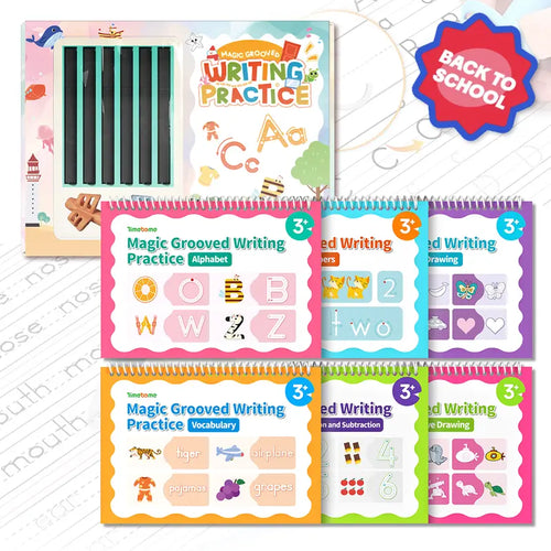 Magic Grooved Writing Practice Books - Master Perfect Handwriting Safely