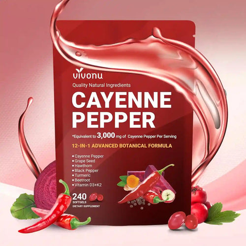 12-in-1 Advanced Cayenne Pepper Softgels for Peak Heart Health, Leg Circulation, and Daily Energy