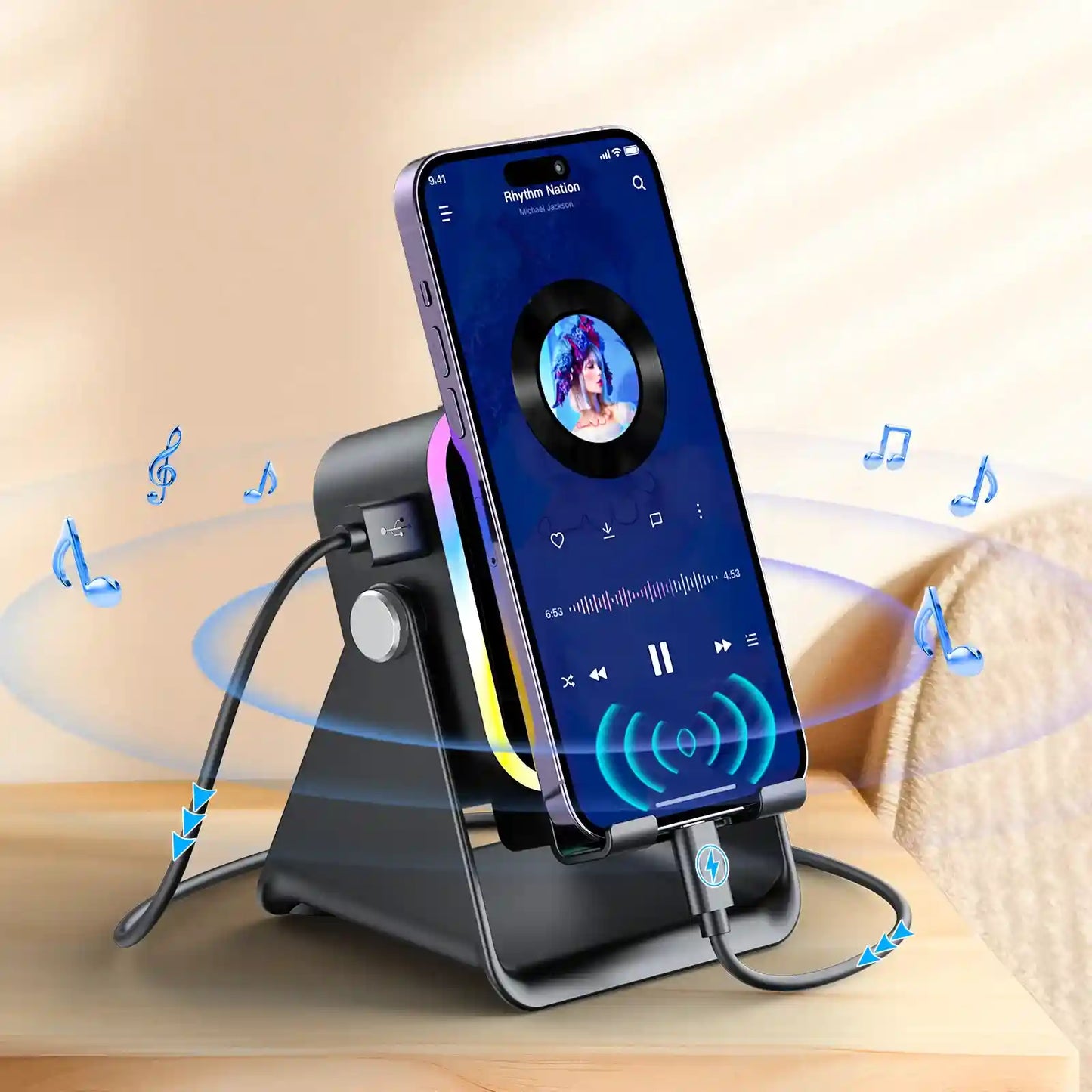 5-in-1 Audio Stand – Instant Wireless Induction For Seamless Hands-Free Entertainment