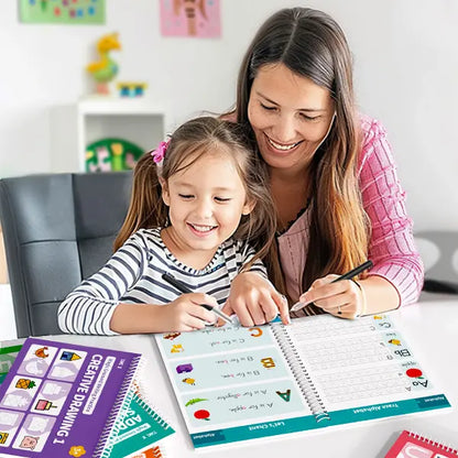 Magic Grooved Writing Practice Books - Master Perfect Handwriting Safely