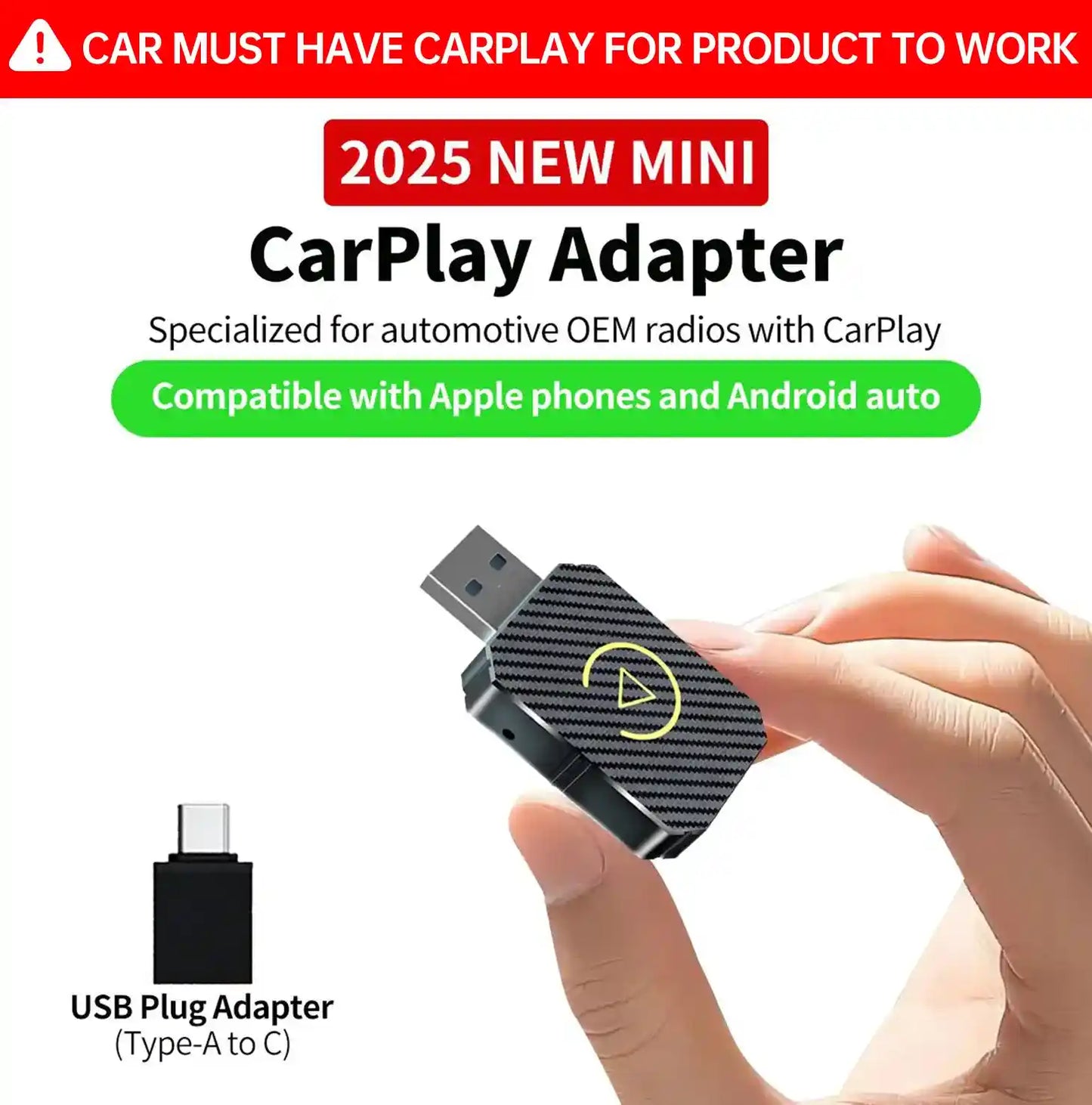 Mini Wireless Auto Adapter – Plug-And-Play Conversion For Cable-Free Driving