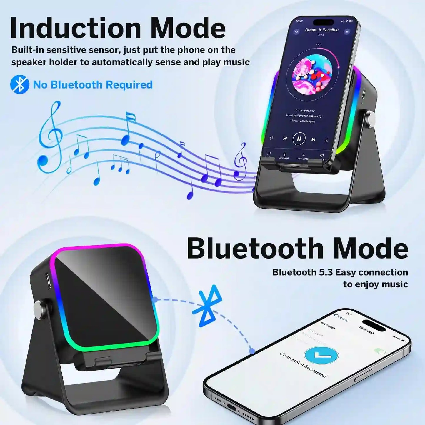 5-in-1 Audio Stand – Instant Wireless Induction For Seamless Hands-Free Entertainment