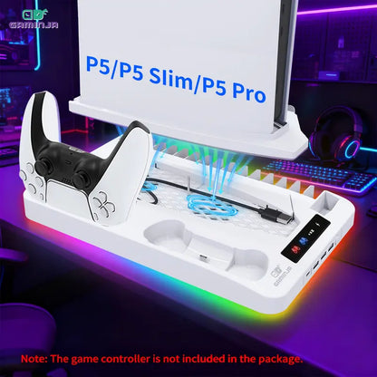 Universal Vertical Cooling Stand & Dual Fast Charging Station for P5, P5 Slim & P5 Pro
