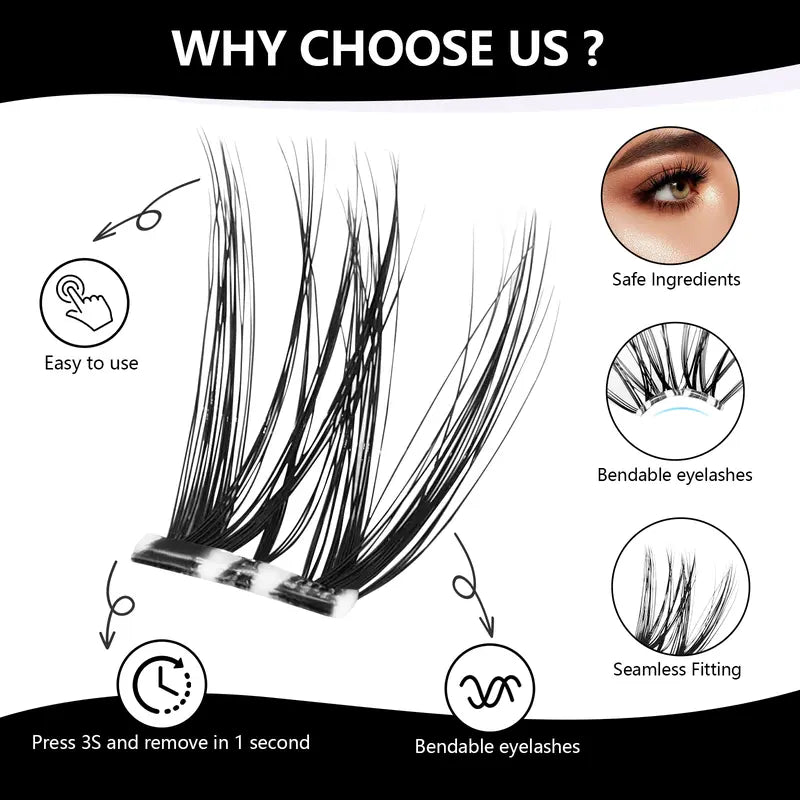 Salon-Quality Lash Extensions at Home in Seconds with Ultra-Light Glue-Free Clusters