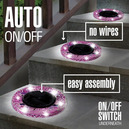 Solar Disk Lights - Auto Dusk-to-Dawn Mosaic Glow For Effortless Outdoor Ambience