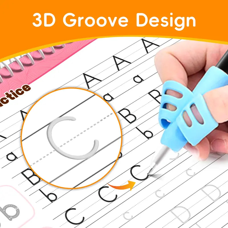 Magic Grooved Writing Practice Books - Master Perfect Handwriting Safely