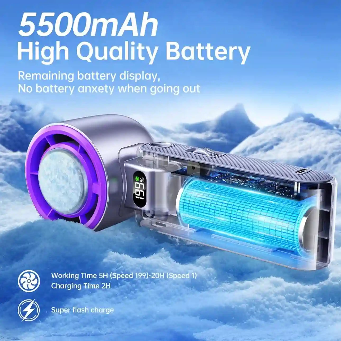 Handheld Turbo Fan – 199-Level Seamless Wind Control For Instant Icy Relief