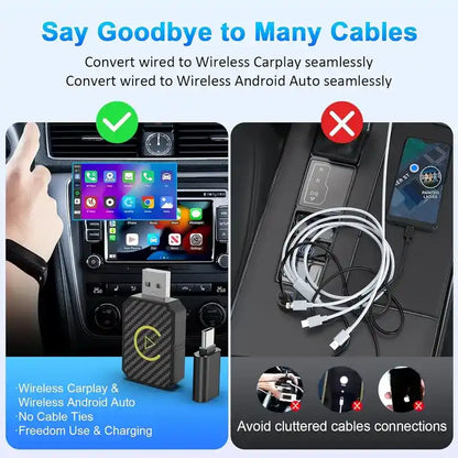 Mini Wireless Auto Adapter – Plug-And-Play Conversion For Cable-Free Driving
