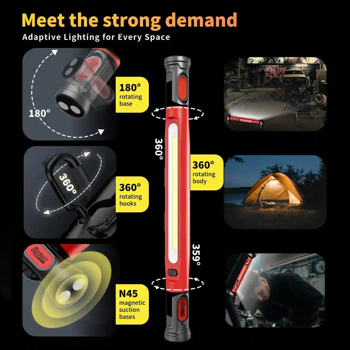 Under-Hood Work Light – 3000LM Magnetic 360° Base For Hands-Free Engine Repair