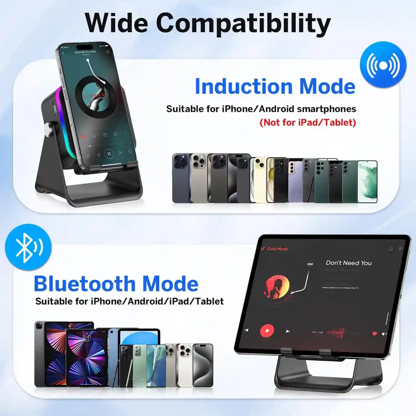 5-in-1 Audio Stand – Instant Wireless Induction For Seamless Hands-Free Entertainment