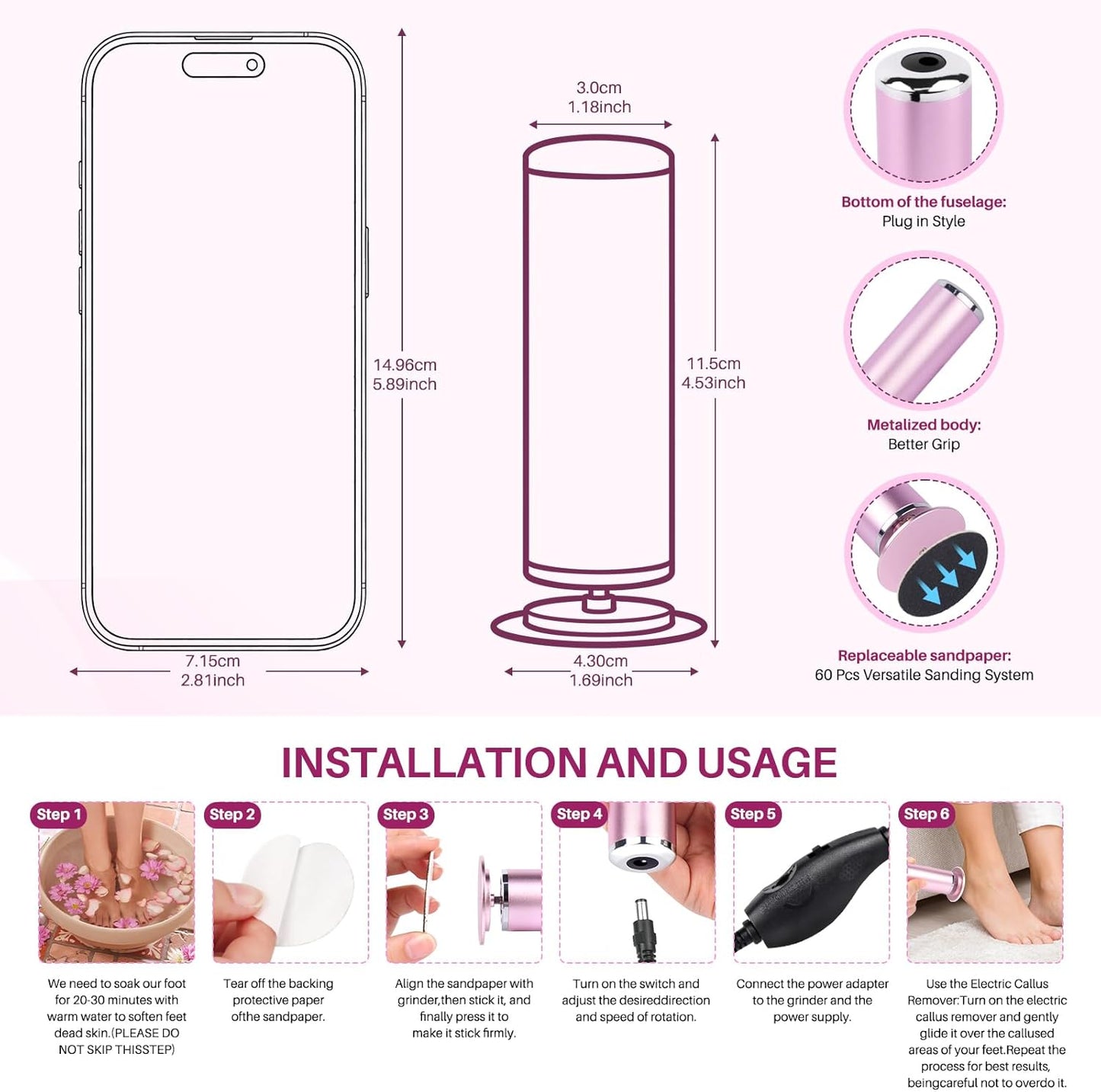Electric Foot File - Professional Salon-Grade Pedicure at Home