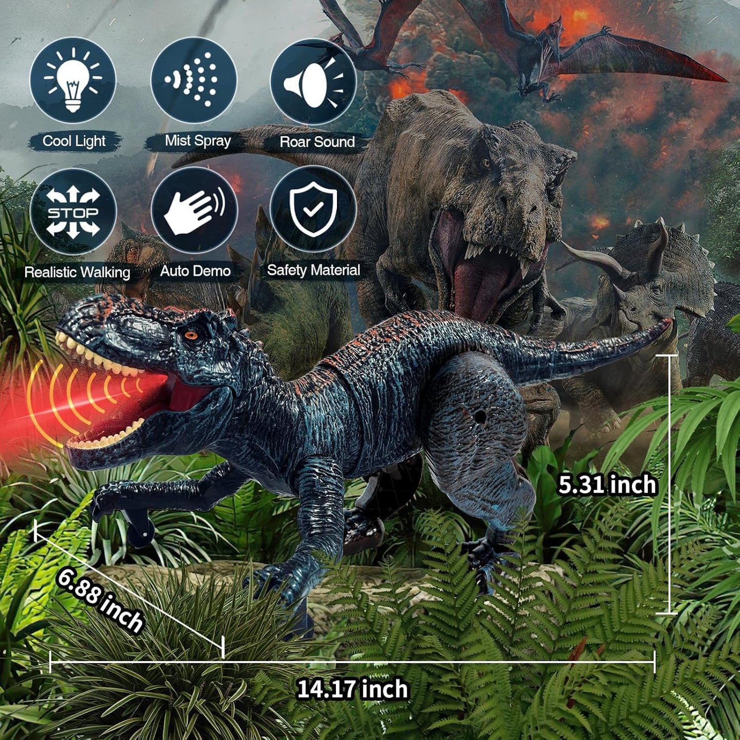 The Ultimate Remote-Control Dinosaur: Light Up the Wild with Epic Flame Spray
