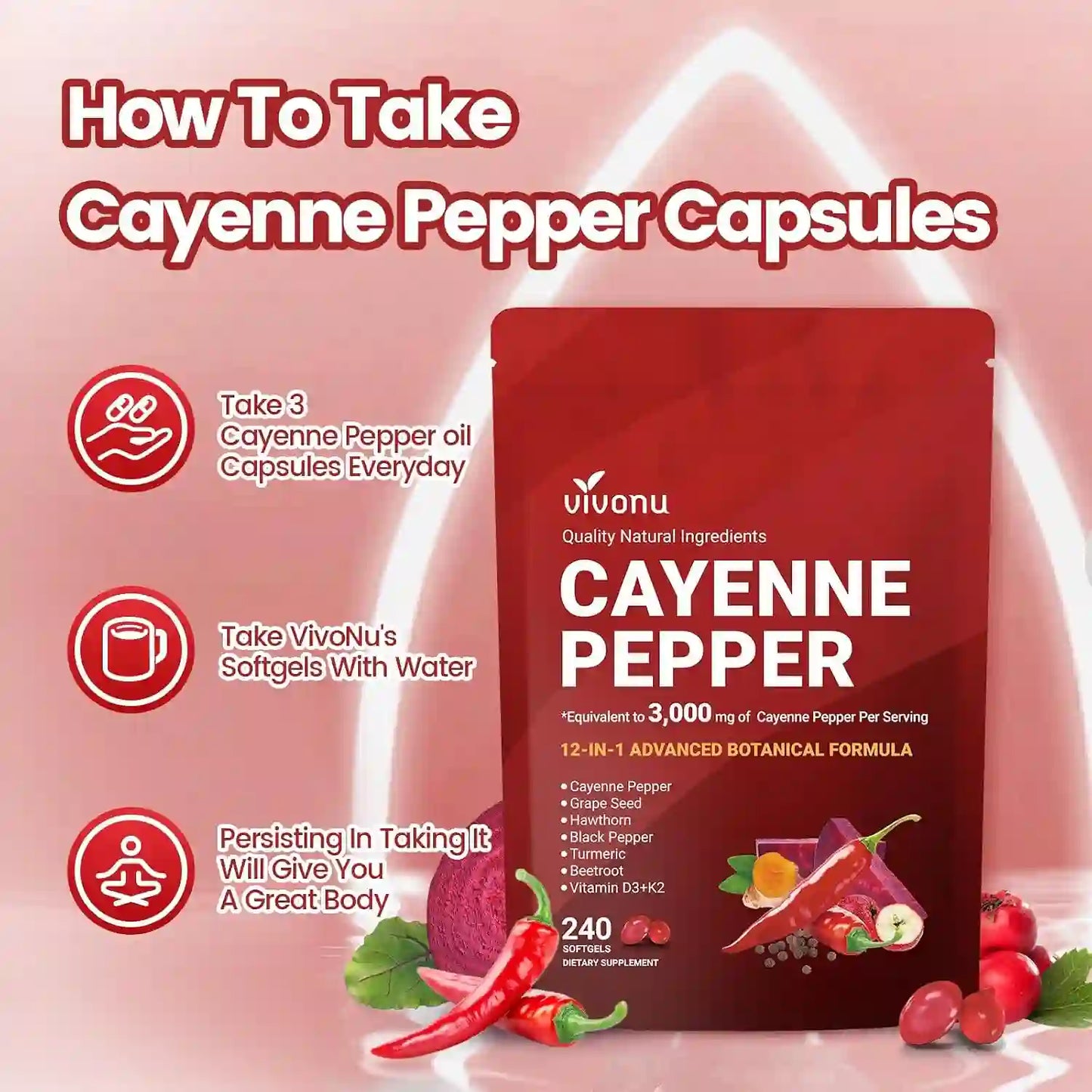 12-in-1 Advanced Cayenne Pepper Softgels for Peak Heart Health, Leg Circulation, and Daily Energy