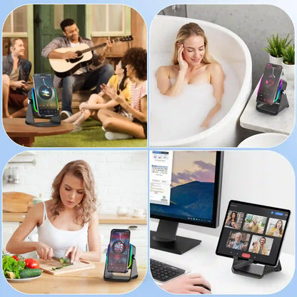 5-in-1 Audio Stand – Instant Wireless Induction For Seamless Hands-Free Entertainment