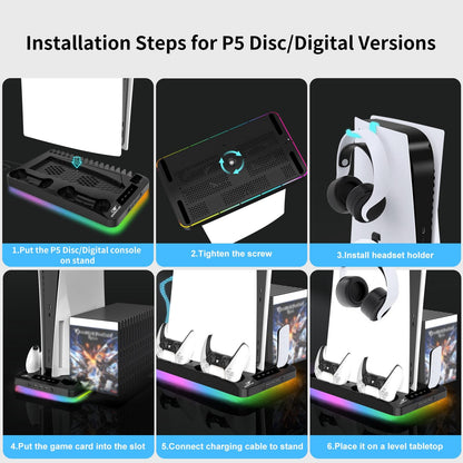 Universal Vertical Cooling Stand & Dual Fast Charging Station for P5, P5 Slim & P5 Pro
