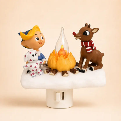Cute Ghost Campfire Night Light with Flickering Flame