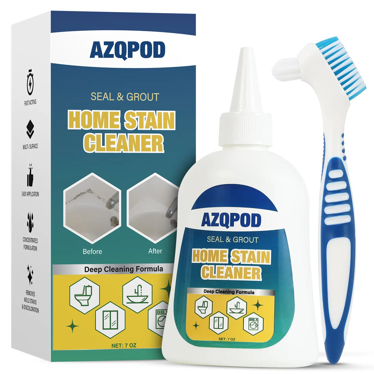 Professional Heavy-Duty Mold & Grout Stain Removal Gel With Built-In Brush