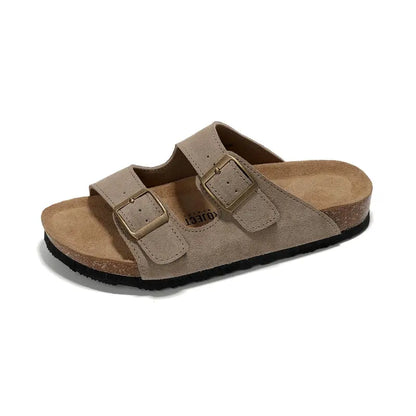 Walk On Clouds: Genuine Leather Memory Foam Cork Sandals