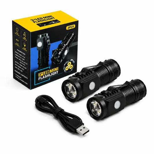 3-LED Mini Portable Pocket Flashlight with USB-C