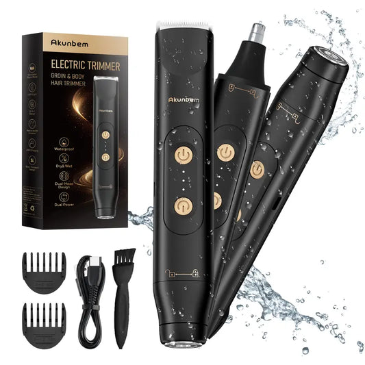 Precision Electric Groin & Body Hair Trimmer with Zero-Nick Ceramic Blades