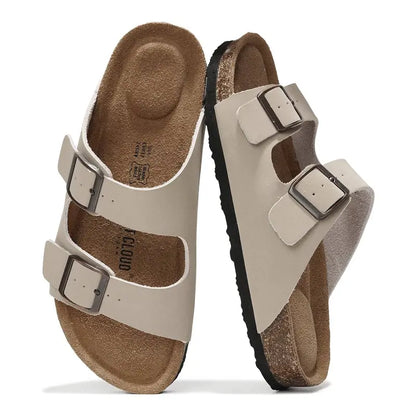 Walk On Clouds: Genuine Leather Memory Foam Cork Sandals