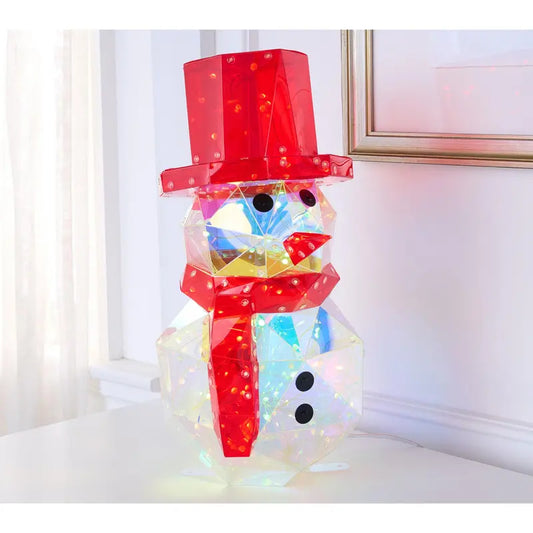 Iridescent Prism Lighted Snowman Christmas Tabletop & Holiday Decor