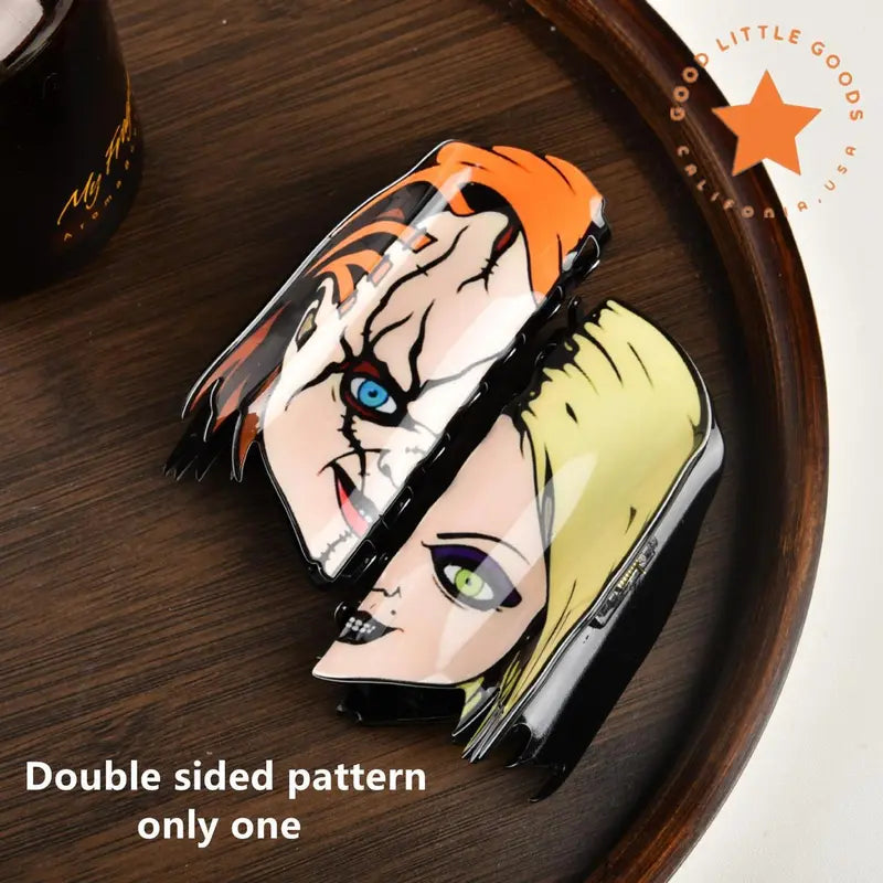 Bold Double-Sided Horror Character Claw Clips for Secure, Non-Slip Daily Styling