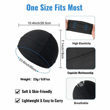 Unisex Breathable Stretchy Fitted Skull Cap Beanie | 2 Pack per Set