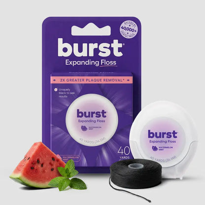 Expanding Black Dental Floss with Watermelon Mint